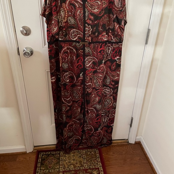 Catherine’s Plus 3X Black and Rust Short Sleeved Long Dress, EUC - Picture 3 of 6